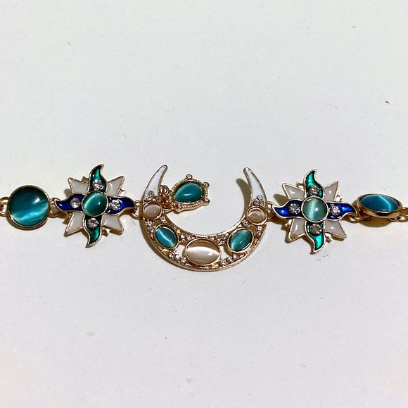 Celestial Moon Sun Stars Cats Eyes Bracelet Toggle Clasp Women's Fashion Jewelry - Picture 3 of 9